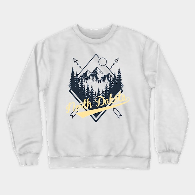 North Dakota Geometry Outdoor Crewneck Sweatshirt by LaarniGallery